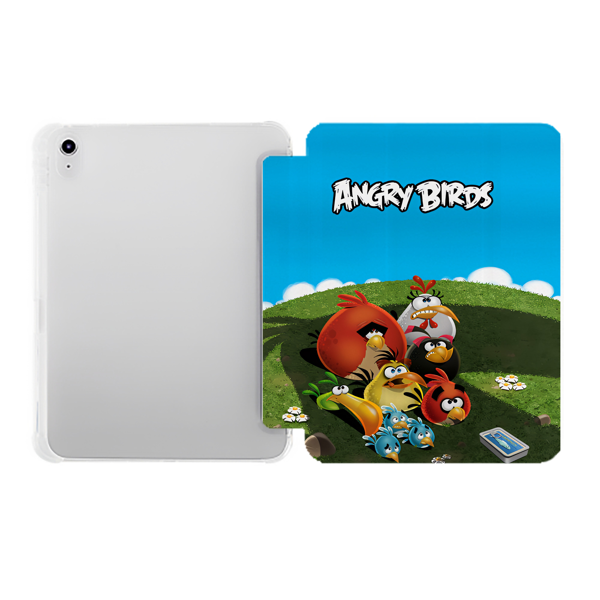 （画像用） Angry Birds アングリーバード IPad ケース ペン収納付き 三つ折りスタンド PUレザー×シリコン 対応機種9.5/10.5/10.9インチ